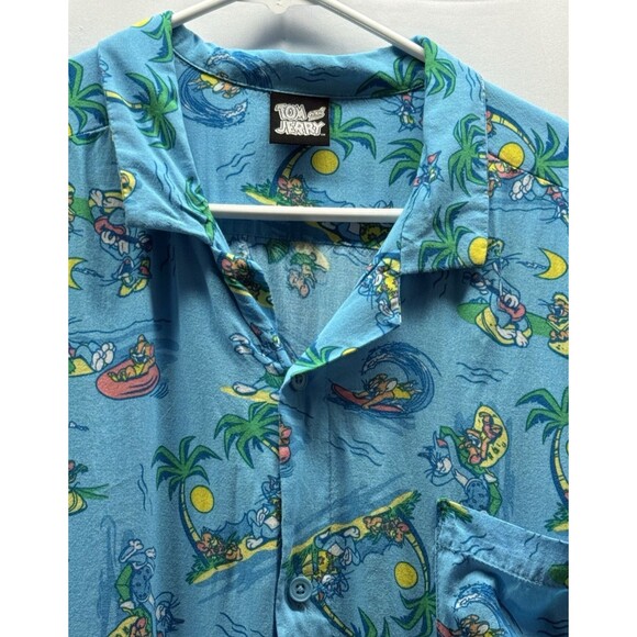 Tom & Jerry Hawaiian Aloha Mens Shirt Rayon Size XL - Picture 4 of 7